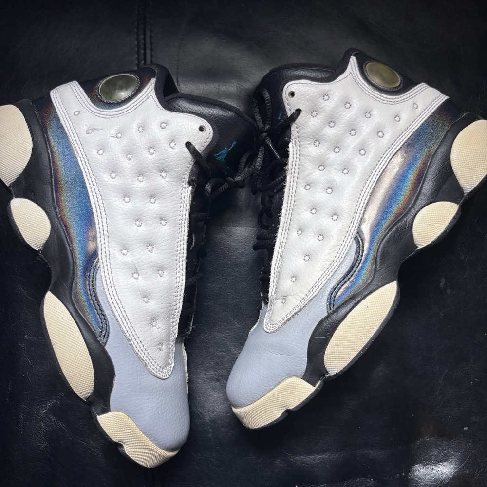 Nike Air Jordan 13 XIII Retro BG Barons 414574-115 Size 5Y Pre Owned White Black